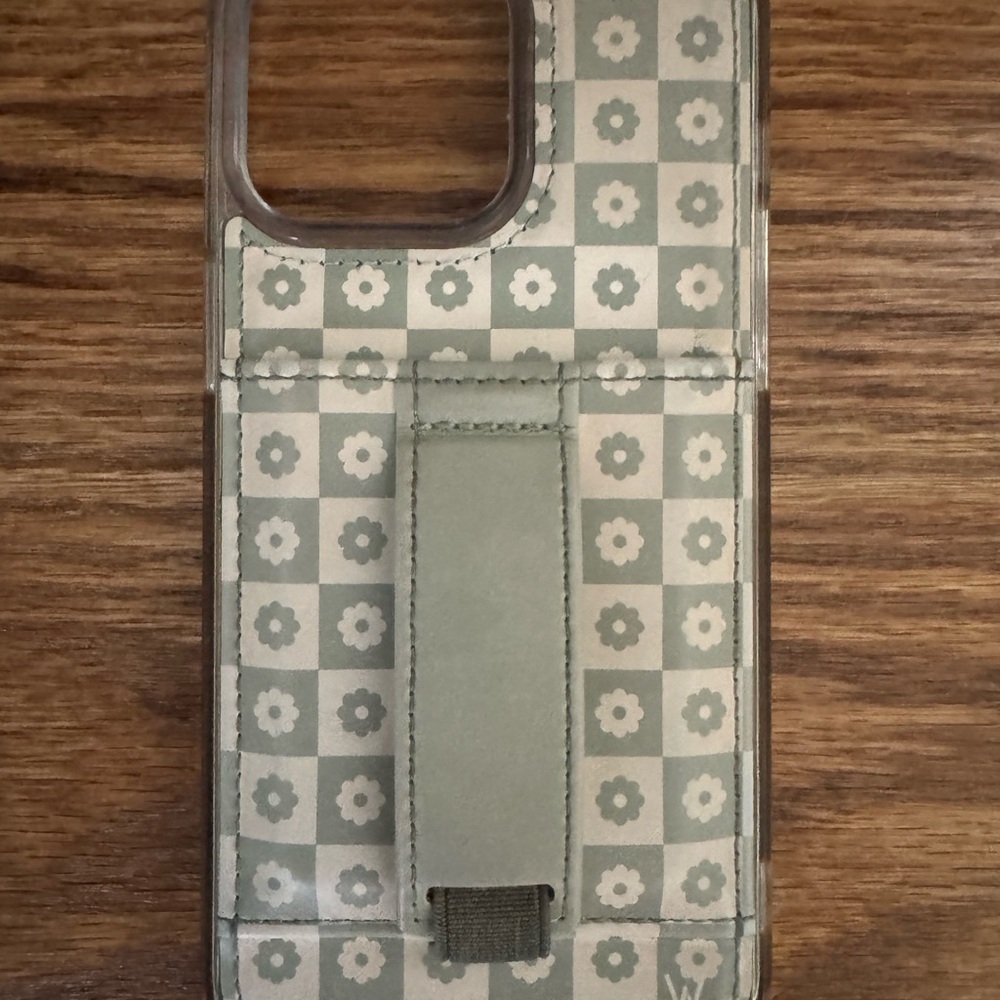 Walli Floral Pattern Phone Case with Stand - Green iPhone 15 Pro Max